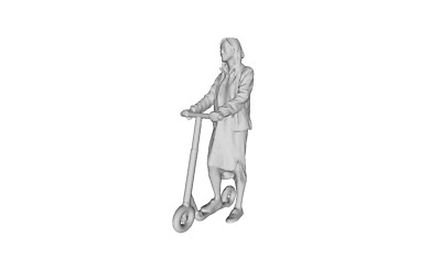 Printle T Femme 167--Woman Riding a Kick Scooter Figure for Dioramas Train Sets