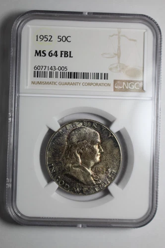 1952 Franklin Half Dollar NGC MS64 FBL Toned #005