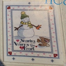 Sharing Warms the Heart counted cross stitch magazine pattern, Aida & floss lot