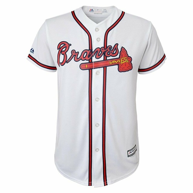 MAJESTIC Youth 'ATLANTA BRAVES' White/Red MLB BLANK BASE JERSEY XL