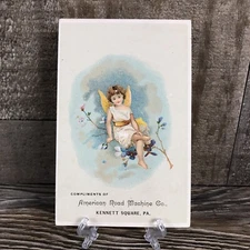 Antique American Road Machine Co. Kennett Square, PA Angel Cherub Trade Card