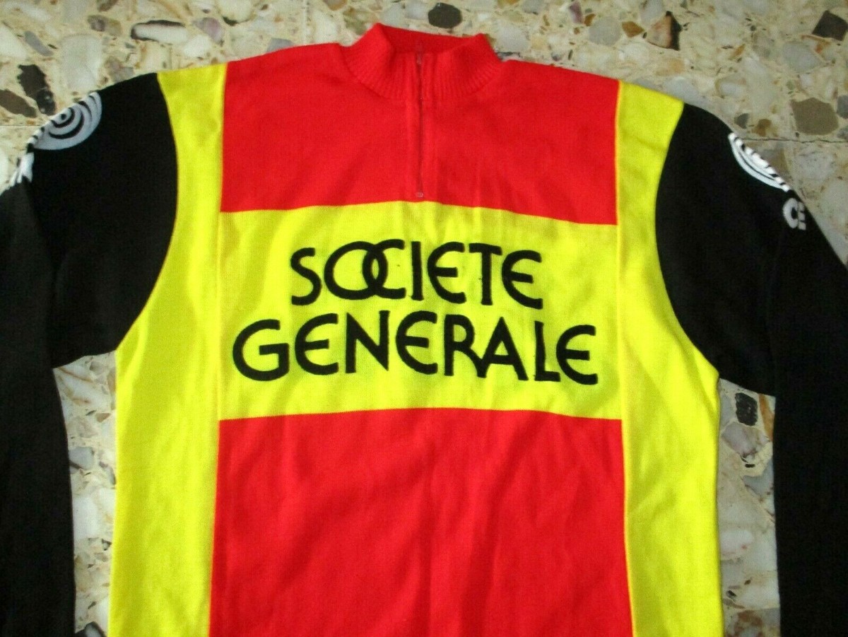 Maillot Cyclisme Ancien SOCIETE GENERALE NICE – Années 70/80, Couleur Rouge