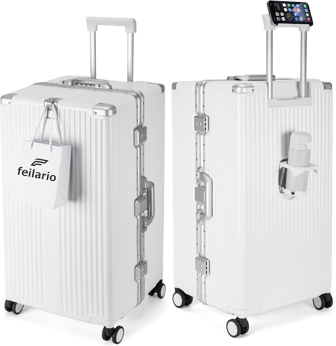 26In Aluminum Frame Hardside Spinner Wheels Luggage, Zipperless