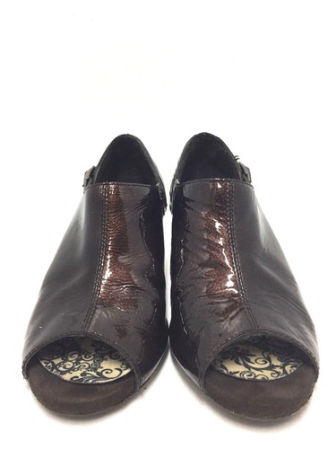 Aerosoles Slingback Peep Toe Brown Patent Leather Bootie heel Pump Sz 5.5 - Picture 2 of 6