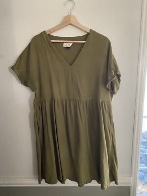 Womens target universal thread Olive Linen blend Dress Size Large EUC RARE  FIND | eBay