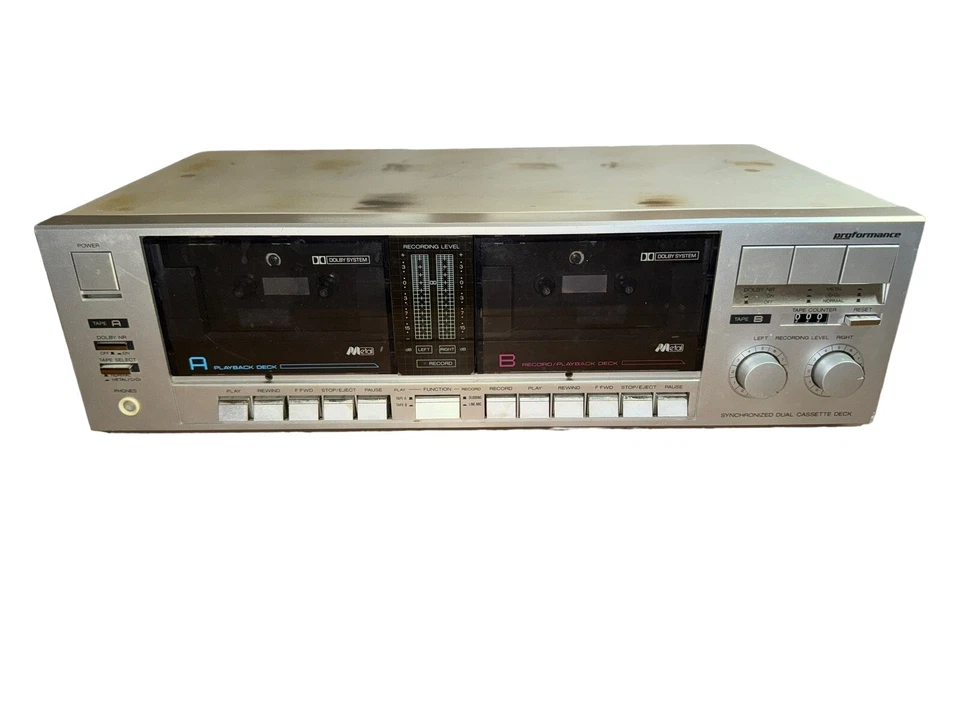 Gravador vintage Sears Proformance toca-fitas cassete duplo modelo 564 93281350 - Imagem 2 de 4