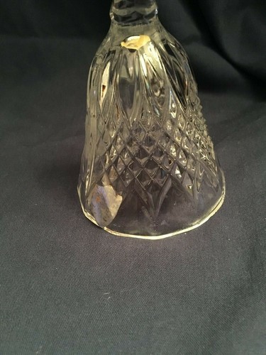clear glass bell . Etched rose. Label can't be read. Shield shape. - Picture 7 of 7