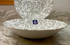 Pasta Bowls Gray And White Floral Royal Wessex Made In England Set Of 2 New