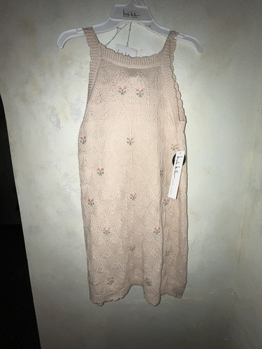 Girls Nicole Miller New Knit Dress & Hair Band Sz 6 Pink Embroidered Flowers - Picture 7 of 20