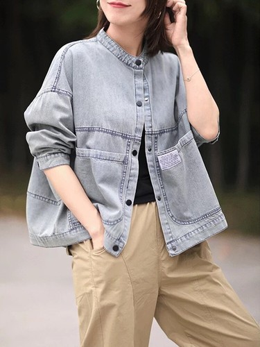 Womens Fashion Casual Coats Denim Jackets Loose Vintage Punk Big Size Outerwear - Picture 2 of 9