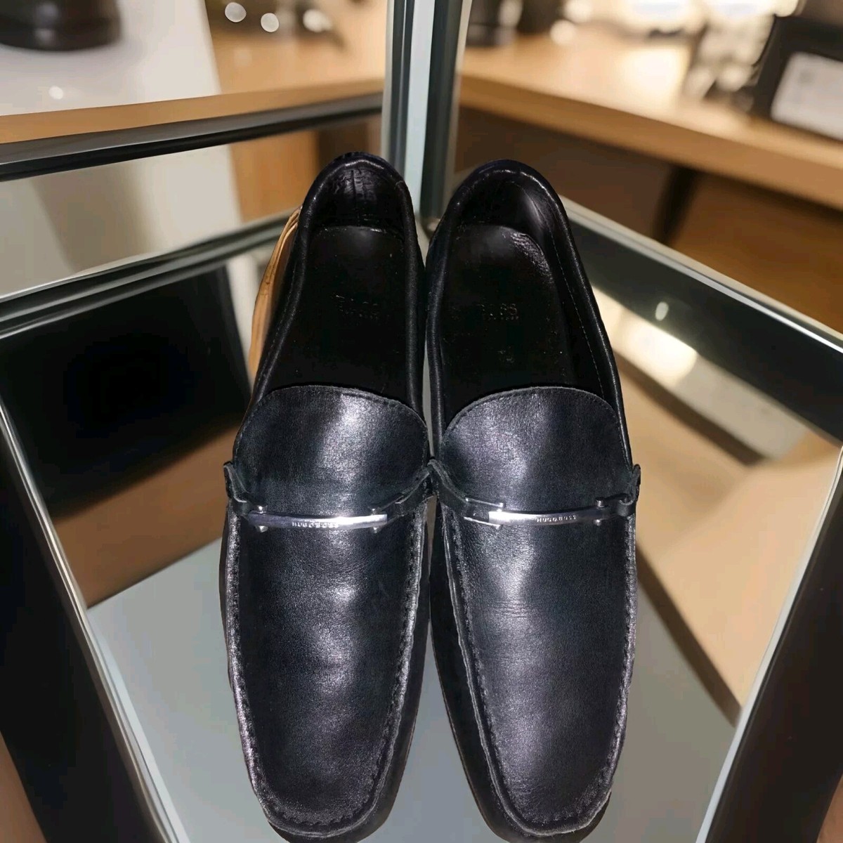 HUGO BOSS Black Leather MEN Shoes SIZE 11.5M | eBay