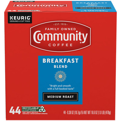 Community Coffee Breakfast Blend Pods for Keurig K-cups 44 Count Coffee Pods USA