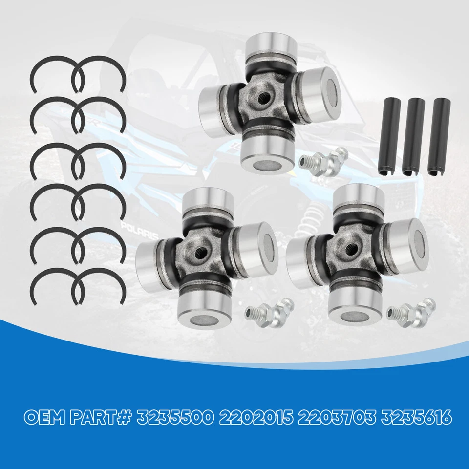 Front & Rear Prop Shaft U-Joint 3SET for Polaris RZR 900 2014 2015- 2020 3235500 - Image 3 of 4