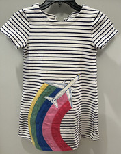 Mini Boden Girls Dress - Stripes / Airplane / Rainbow - Girls Youth SIZE 9 - 10