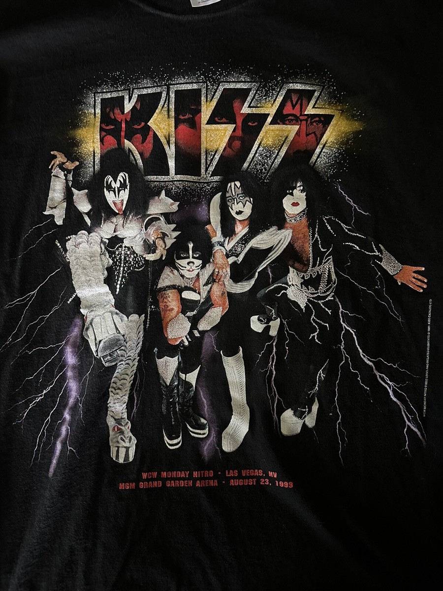 Vintage Kiss WCW Monday Nitro Wrestling Band T-shirt 1999 One Time