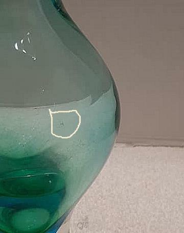 Sommerso Teardrop Vase Green and Blue with Leaf Opening - Picture 10 of 10