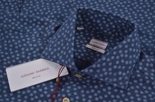 Luciano Barbera NWT Cotton Button Up Long Sleeve Shirt Size S in Geometric Blues