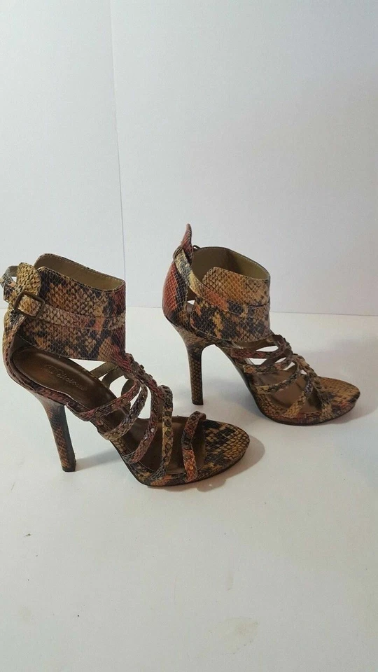 Zapato de tacón de aguja para mujer Delicious marrón imitación piel de serpiente talla 9 Foto 3 de 4