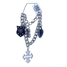 Black & Blue Jewelry Co. Stainless Steel Heart Key Lock Charm Bracelet 