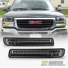 [Smoke Lens] 99-06 GMC Sierra Yukon LED Amber/White Signal Parking Bumper Lights