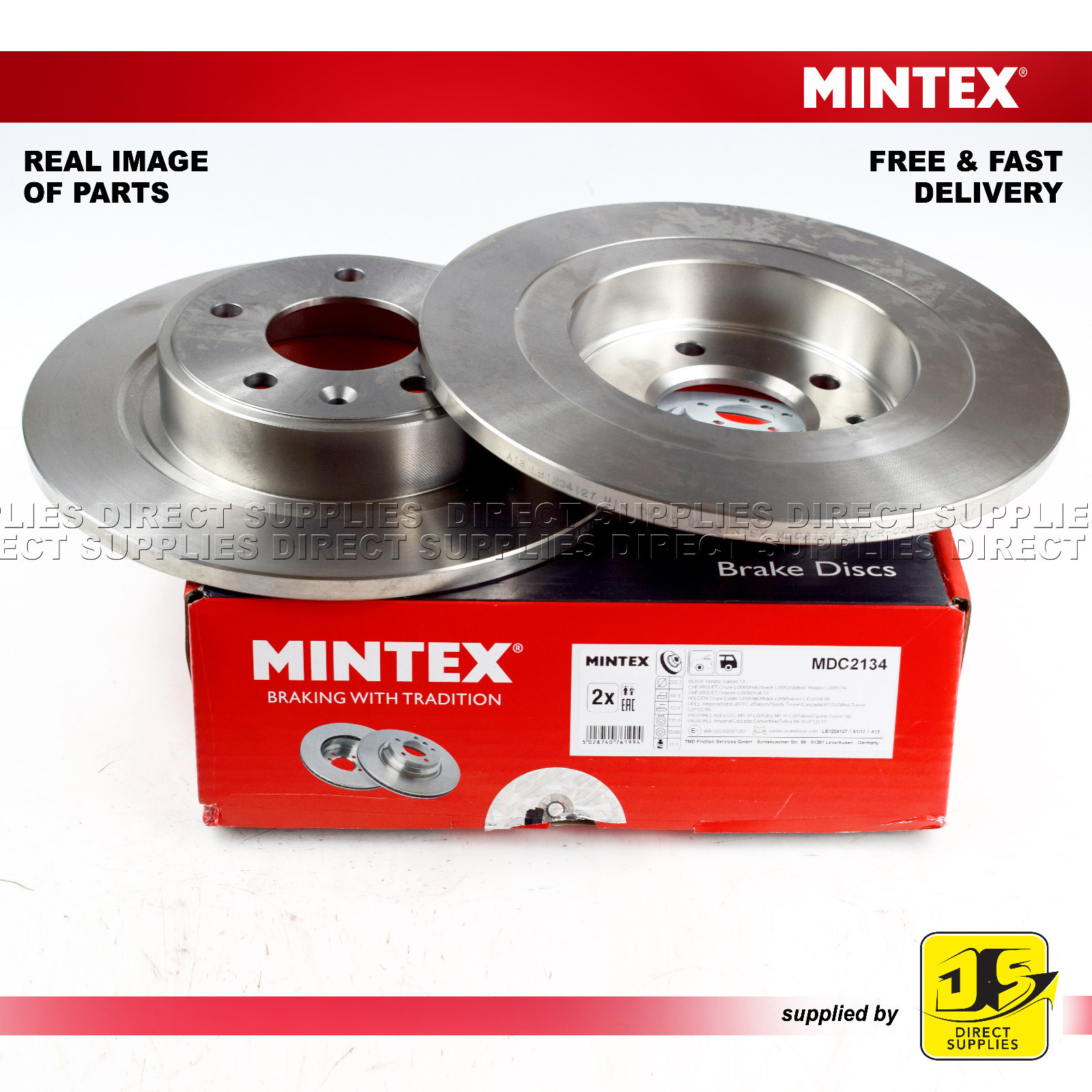 CADILLAC VAUXHALL AMERA ASTRA CASCADA ZAFIRA MINTEX REAR DISC MDC2134 PAIR