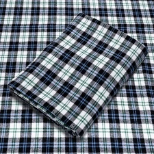 Ivory & Blue Plaid Cotton Flannel Fabric - 60" Wide - Sold by the Yard and Bolt