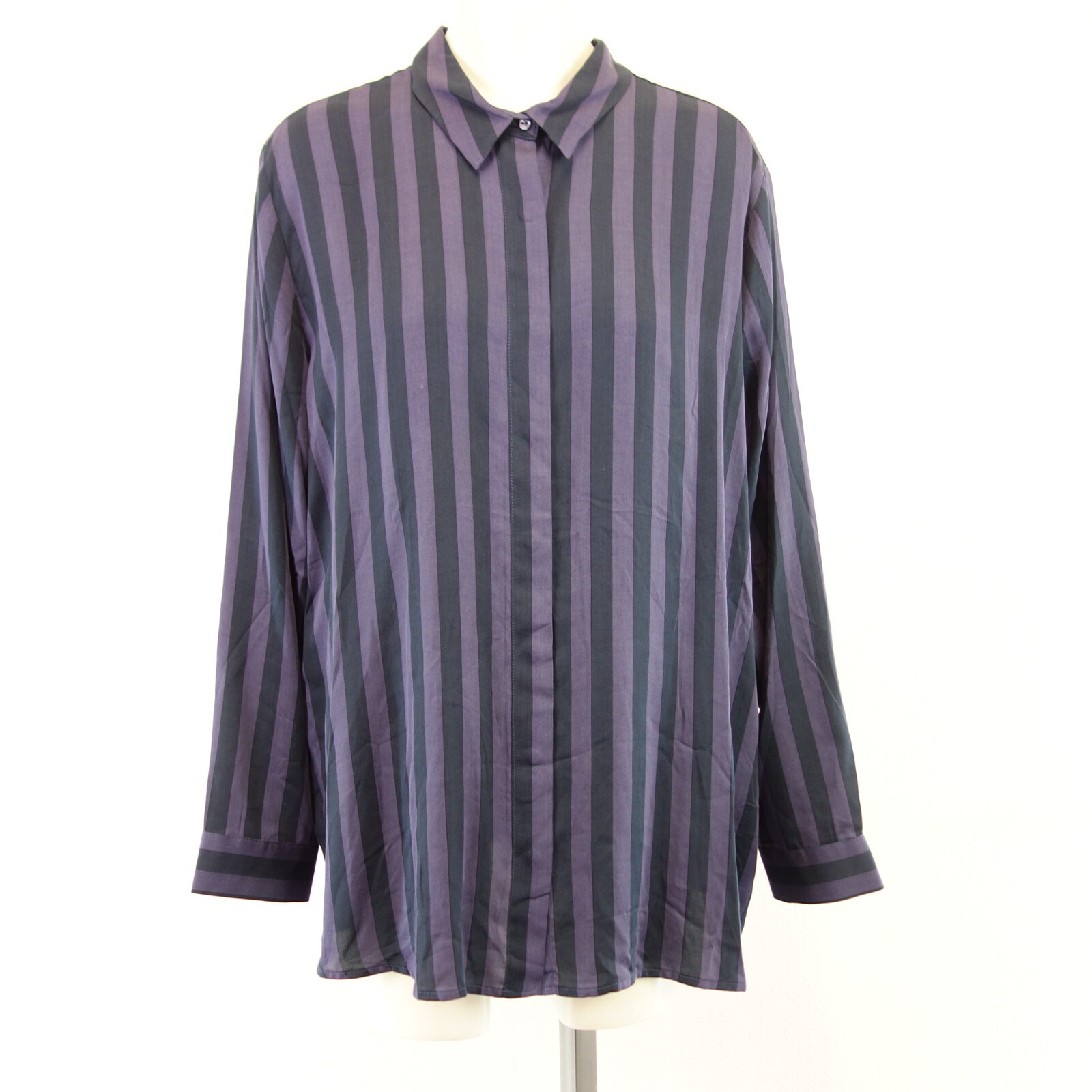 Блузка-туника Damen Bluse MILANO Италия, обтягивающая рубашка Hemd Blau 46 3XL, вискоза Np69 Neu