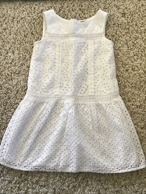 EUC Gap Kids Girls Size Small (6-7) White Eyelet Sleeveless Dress