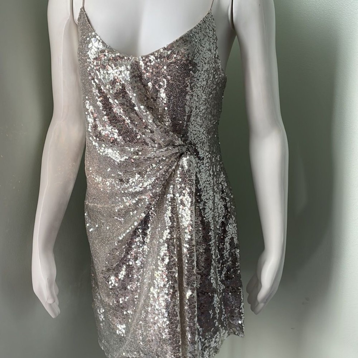 zara silver shimmer dress Zara Silver Sequin Mini Dress - NWT
