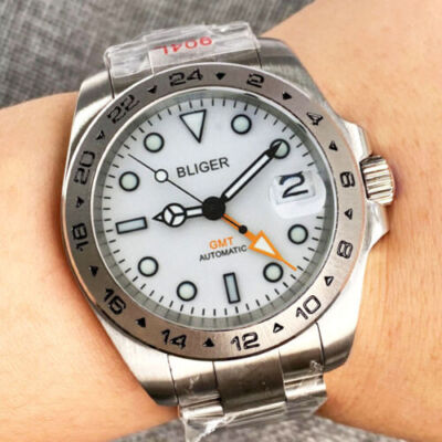 40mm Automatic Mingzhu3804 GMT Men's Watch Sapphire Glass Auto 24-Hour Bezel