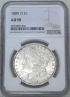 1889-O Morgan Silver Dollar NGC AU58 White Frosty Beautiful PQ coin #J657A