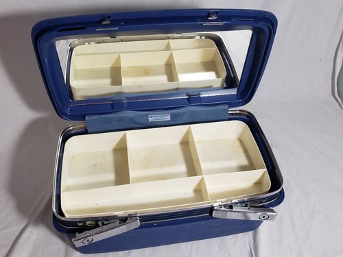 VTG Samsonite Concord SURVIVOR Train Makeup Case Traveler Blue Hardshell w/tray - Picture 12 of 18
