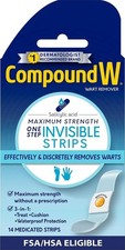 Maximum Strength Invisible Wart Remover Strips Compound W 14 Count Home