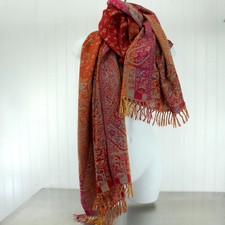 Pashmina Style Shawl Scarf Gorgeous Shades Red Coral Purple 40" X 27"