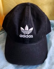 Adidas Originals Trefoil Adjustable Baseball Cap Black W/ White Letters Adult Sz