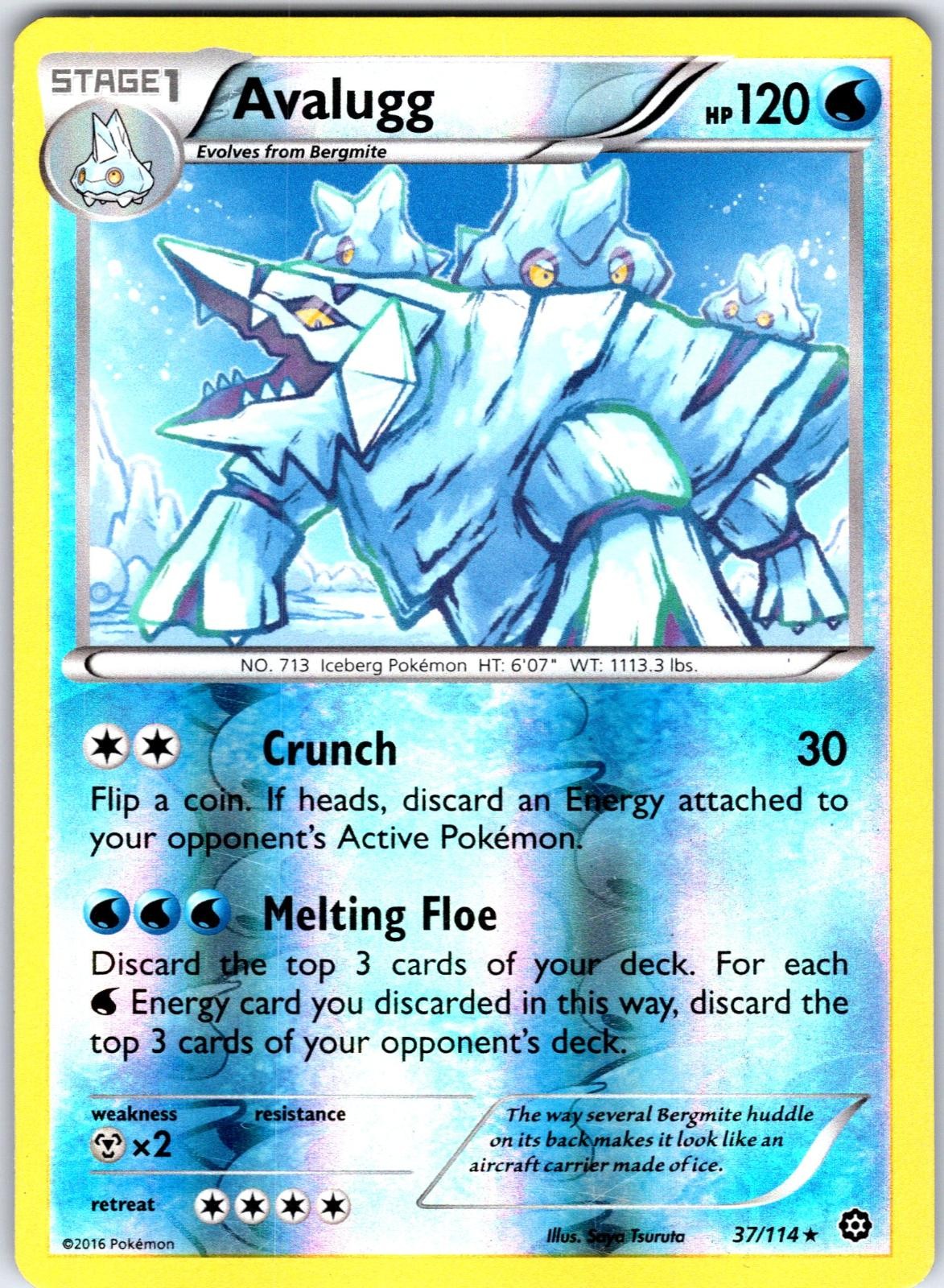 Avalugg 37/114 Rare Steam Siege Pokemon Reverse Holo Lightly Played