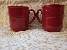 Longaberger woven traditions coffee mugs paprika set of 2 Made in USA