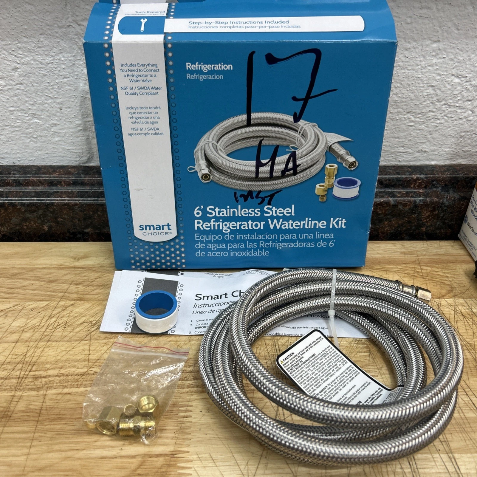 Smart Choice 6' Stainless Steel Refrigerator Water Line Kit Hose Universal New