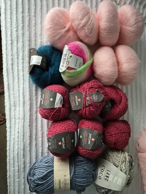 Fine Yarn lot approx 800g mohair blend, wool, linen cotton blend , cotton