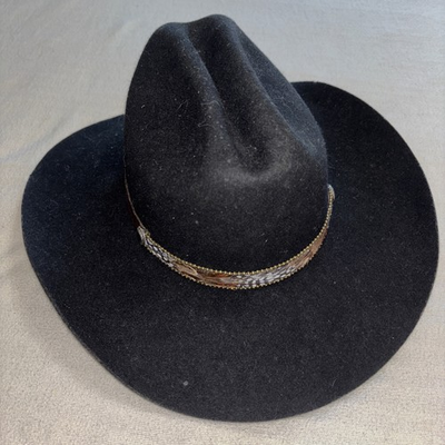 #ad Vintage Western Express Inc Women’s Cowboy Hat Black Wool Size 6 7 8 Rodeo $30.00