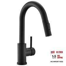 Modern Bar Sink Faucet for Kitchen Sink Single Handle with Pull 4 Matte Black