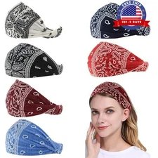 Paquete de 6 diademas elásticas anchas estilo bohemio para mujer NUEVO mixed US