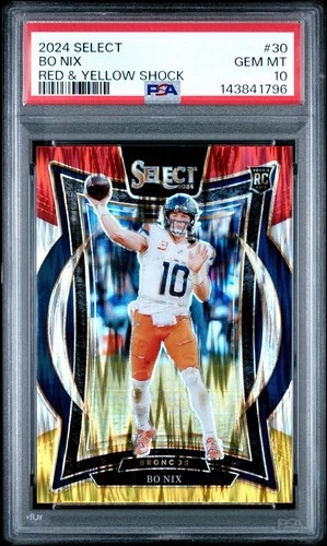 BO NIX ROOKIE PSA 10 GEM MINT 2024 SELECT CONCOURSE #30 RED YELLOW SHOCK BRONCOS