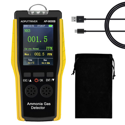 NH3 Ammonia Single Gas Detector, 0-100ppm, Electrochemical Sensor, Data Logging