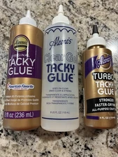 Aleene's glues, 8 oz Original Tacky, 8 Oz Clear Gel Tacky Glue And 4 Oz Turbo