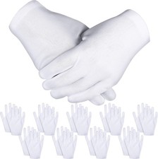 48 Pieces White Cotton Gloves Soft Stretchy Lar Size Working