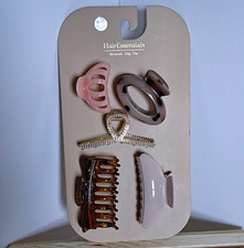 HairEssentials Multicolor 5-Pack Claw Hair Clips w/ Teeth 4 in Plastic/Metal