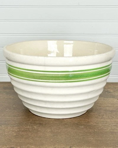 Green stripe Beehive bowl 9.75”