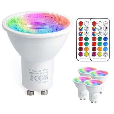 GU10 Farbwechsel LED Lampe, 5W Dimmbar 12 Farbig LED Glühbirne mit Fernbedien...