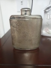 Ancien flacon hanche en argent verre doublé intérieur début XXème testé